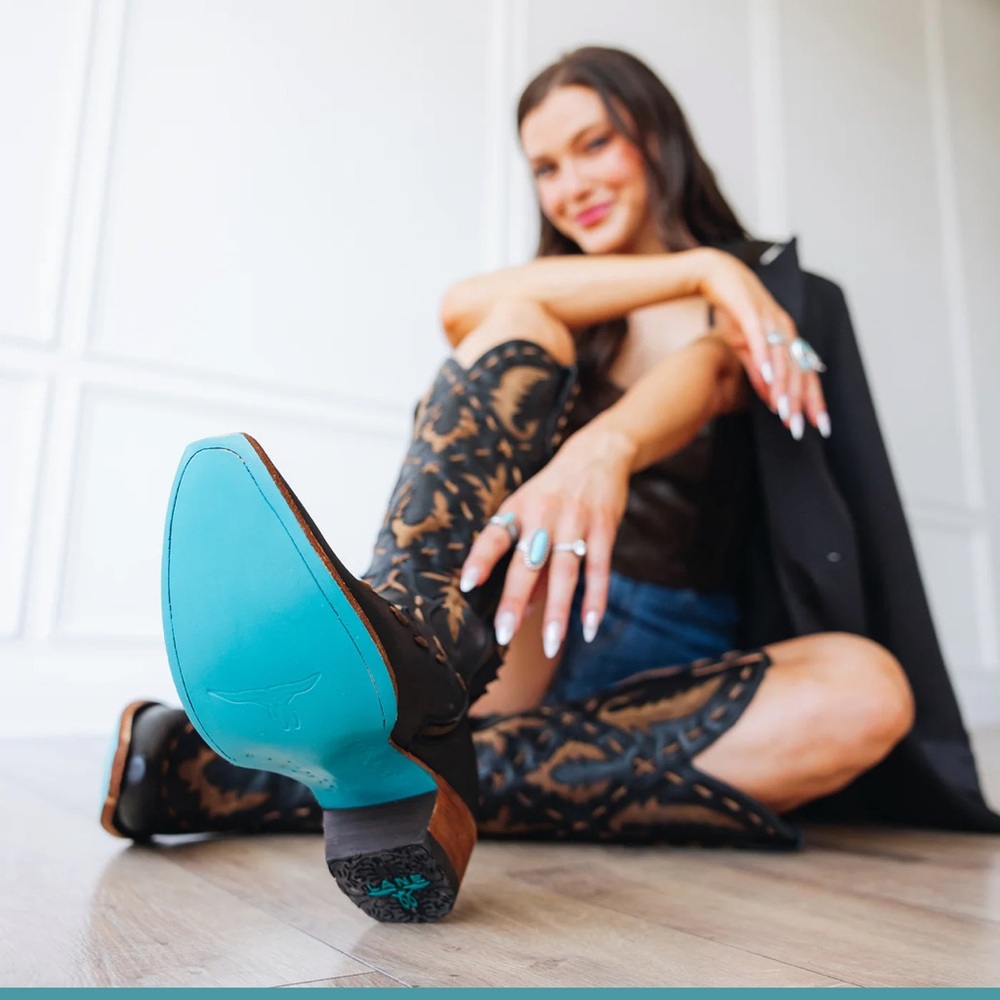 Lane reverie brown and black knee high corset back boots 7.5 - Picture 11 of 17